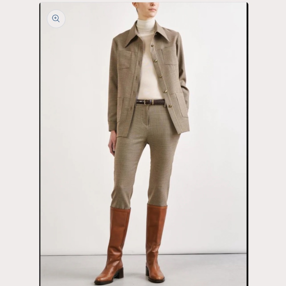 NILI LOTAN wool tel aviv pant in brown check size 12 NWT $550